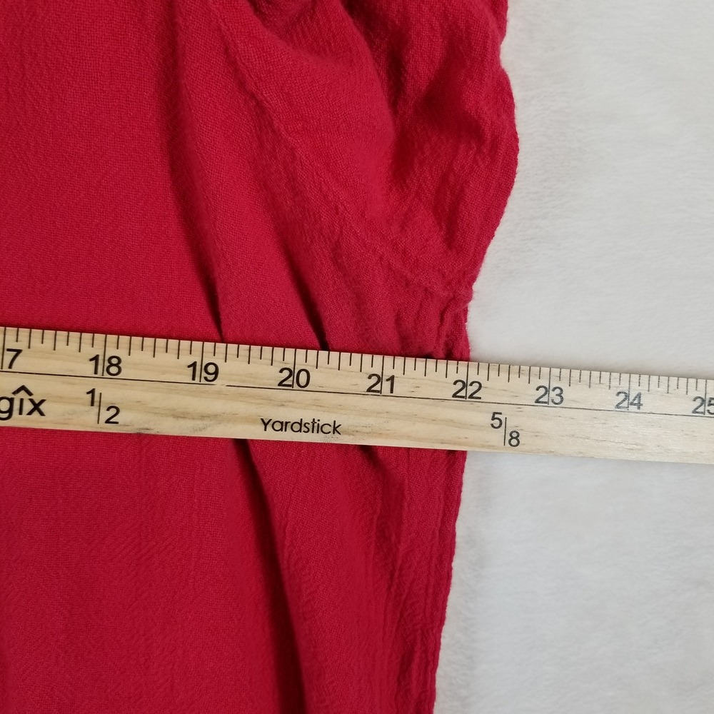 Oh My‎ Gauze Red Cold Shoulder Top Cotton Gauze Lagenlook Blouse Size 3 XL - Picture 4 of 7